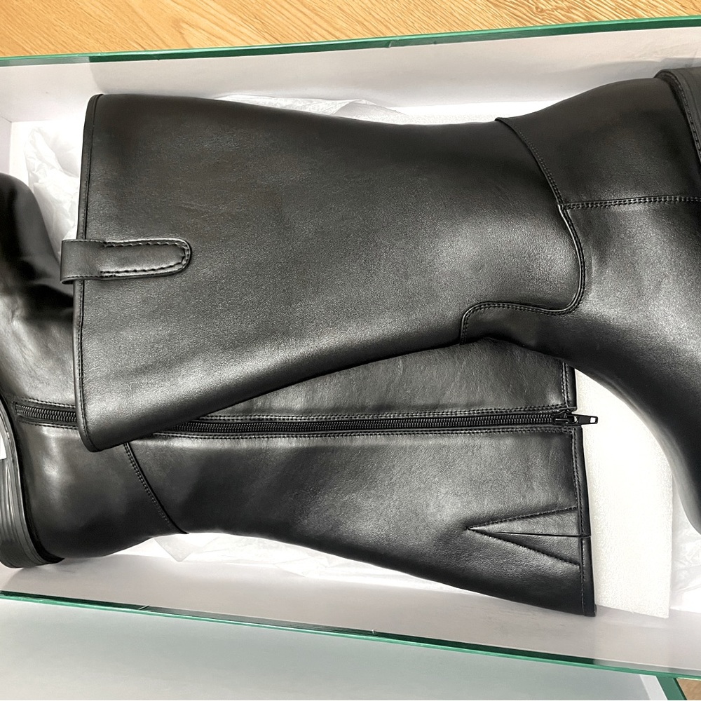 NIB David Tate 10WW Black Knee High Leather Boots